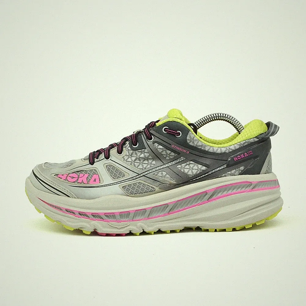 Hoka One Damen Stinson 3 ATR Schuhe Grau Pink Gelb Mesh Sohle Laufschuhe EU 40
