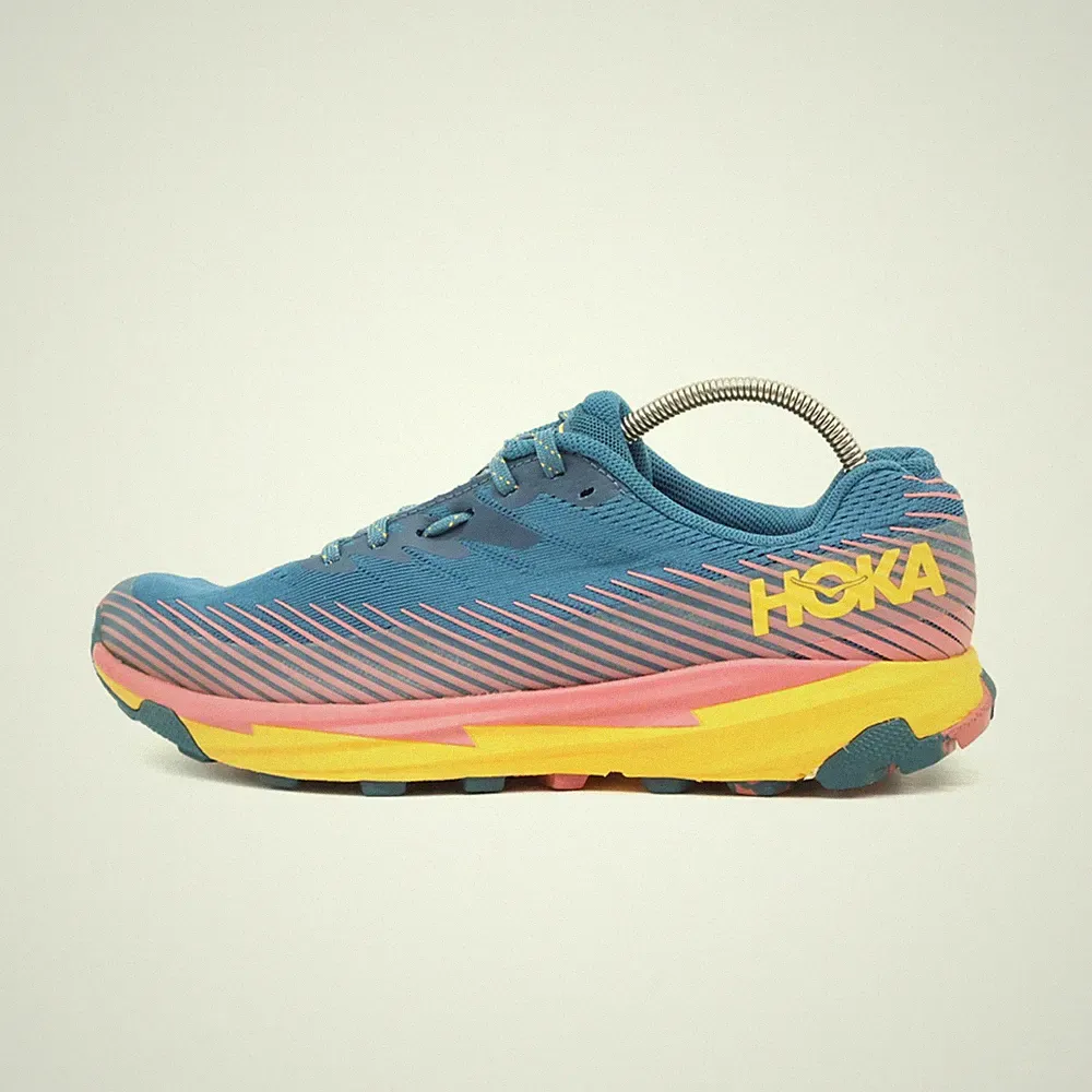 Hoka One Damen Torrent 2 Laufschuh Blau Pink Gelb Niedrig Trailrunning EU 39⅓