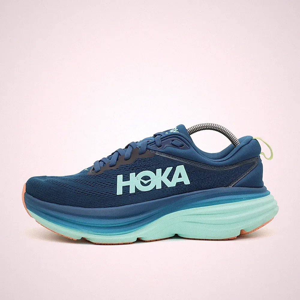 Hoka One Damen W. Bondi 8 Sportschuh Blau/Türkis Mesh Neutral Laufschuhe EU 40