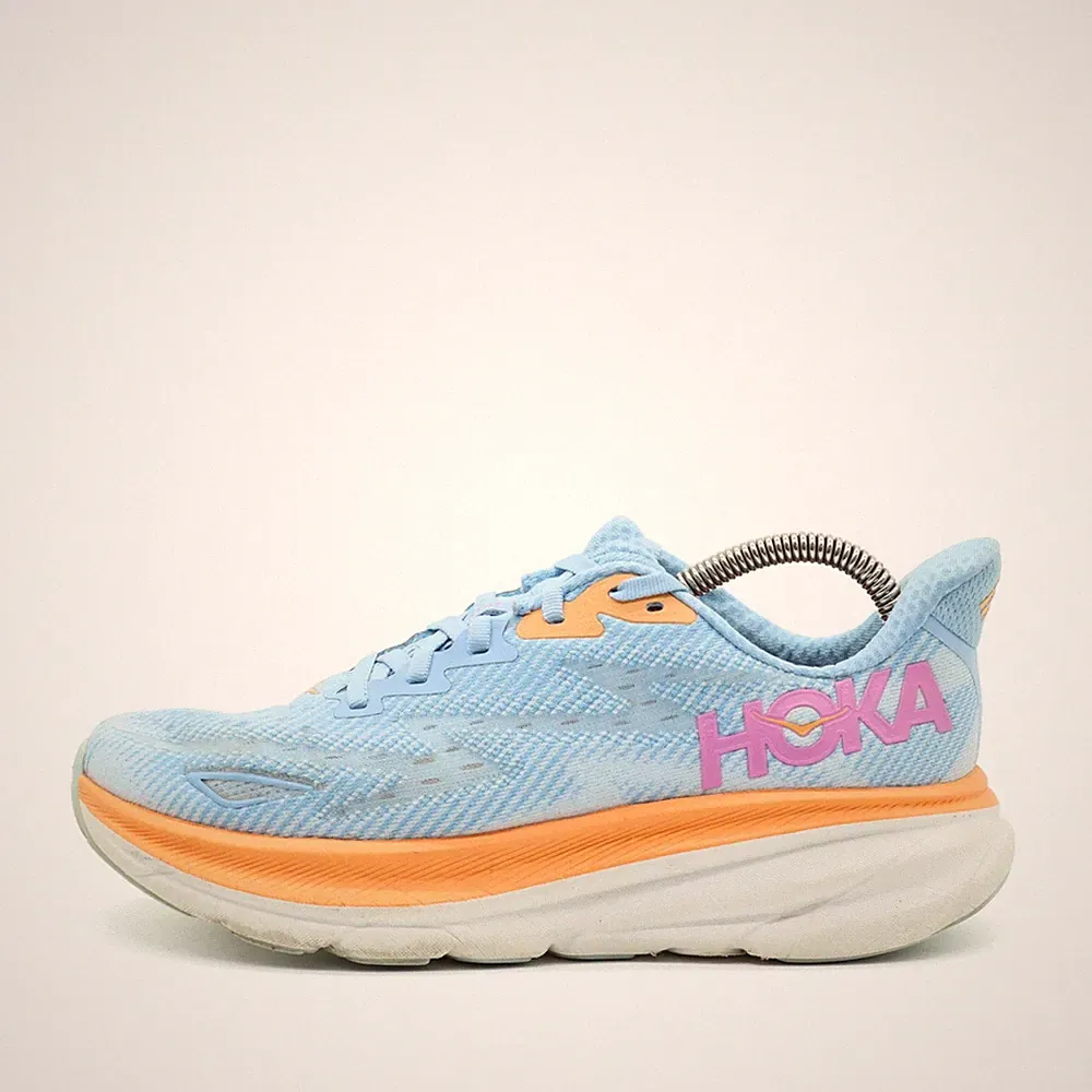 Hoka One Damen W Clifton 9 Sneaker Blau Orange Leichtgewicht Laufschuhe EU 38