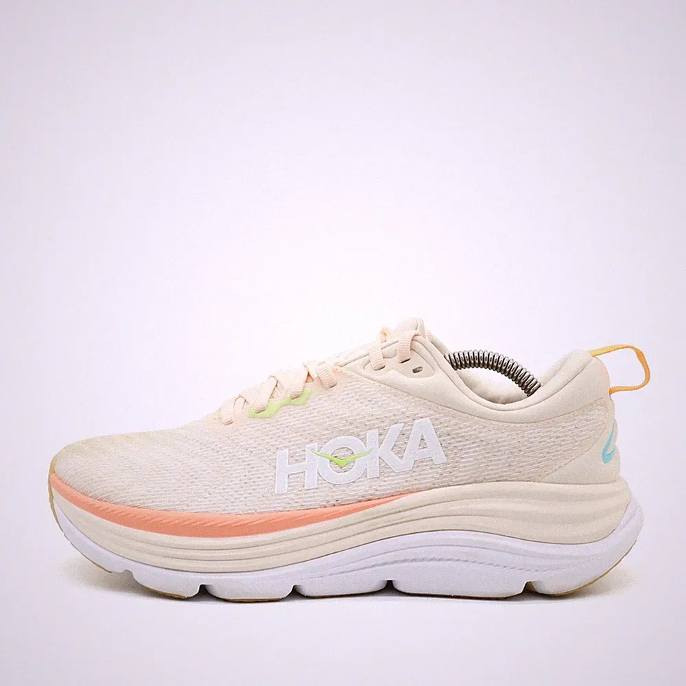 Hoka One Damen W Gaviota 5 Wide Sneaker Beige Mesh Niedrig Laufschuhe EU 40