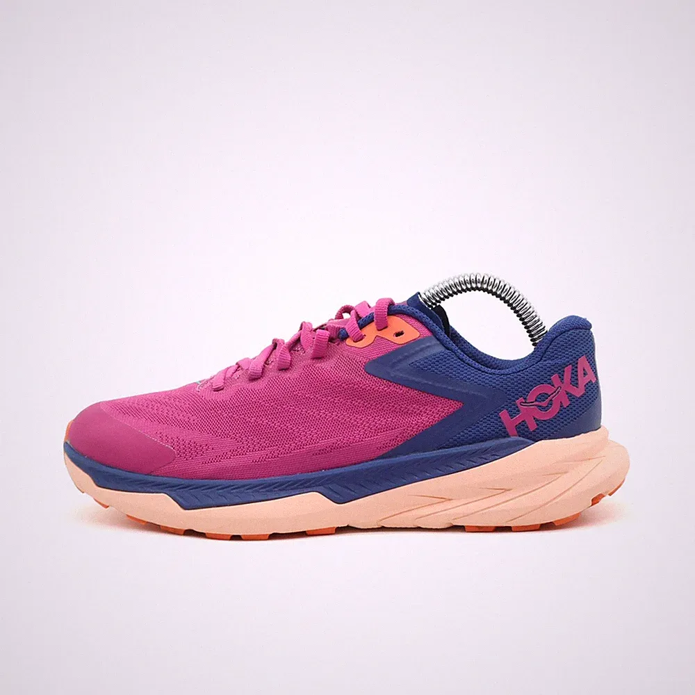 Hoka One Damen Zinal Laufschuhe Pink/Blau Mesh Low-Top Trailrunning EU 37 1/3