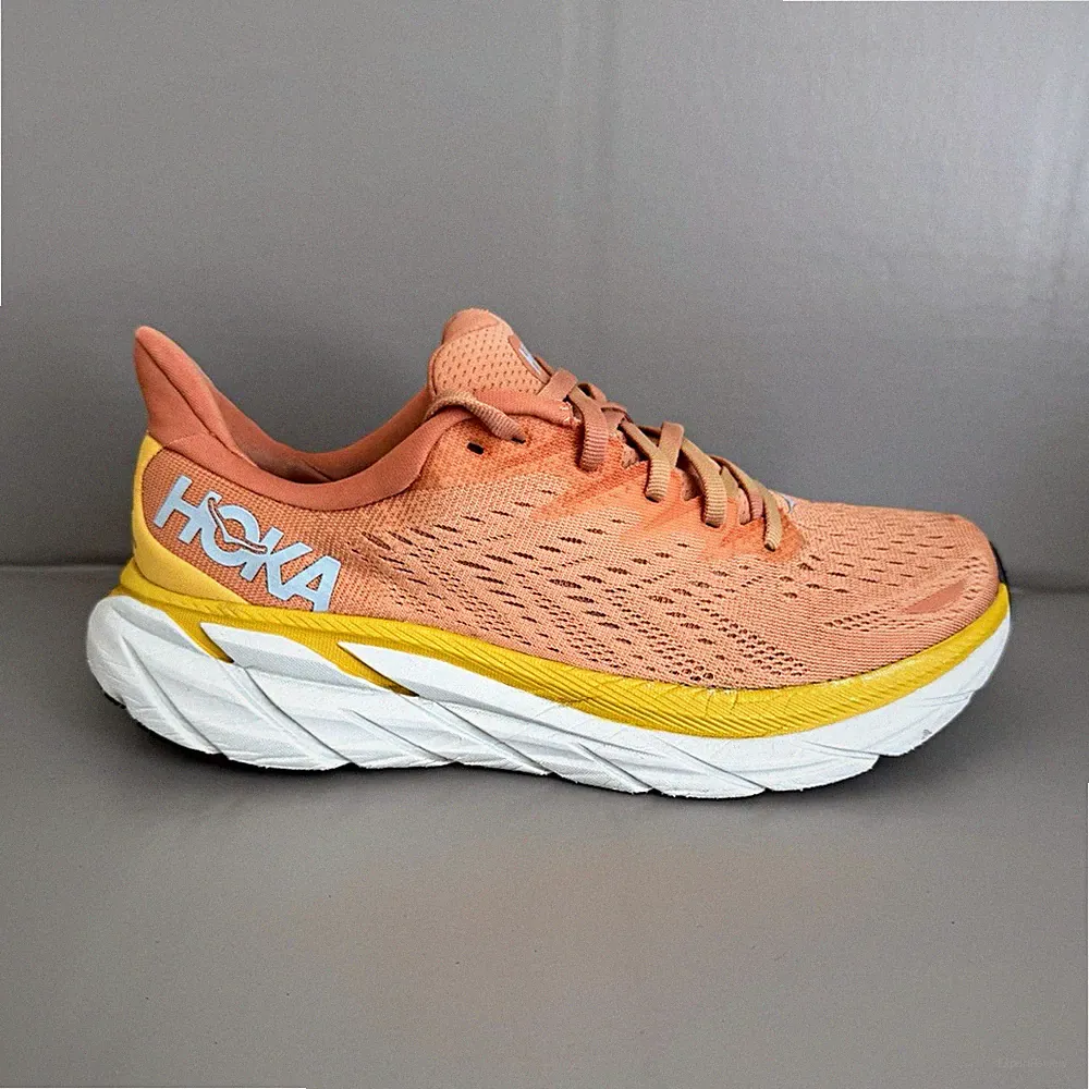 HOKA ONE ONE Clifton 8 Damen Laufschuhe Orange Gelb Gr. 40 UK 6.5 US 8B