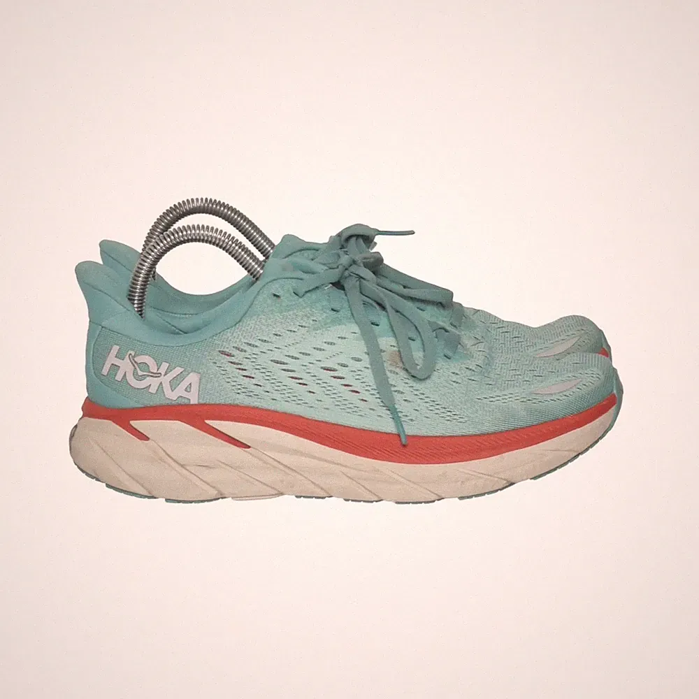 Hoka One One, Laufschuhe, Größe: 40, W CLIFTON 8, Blau/Rot/Beige, Damen #9kr