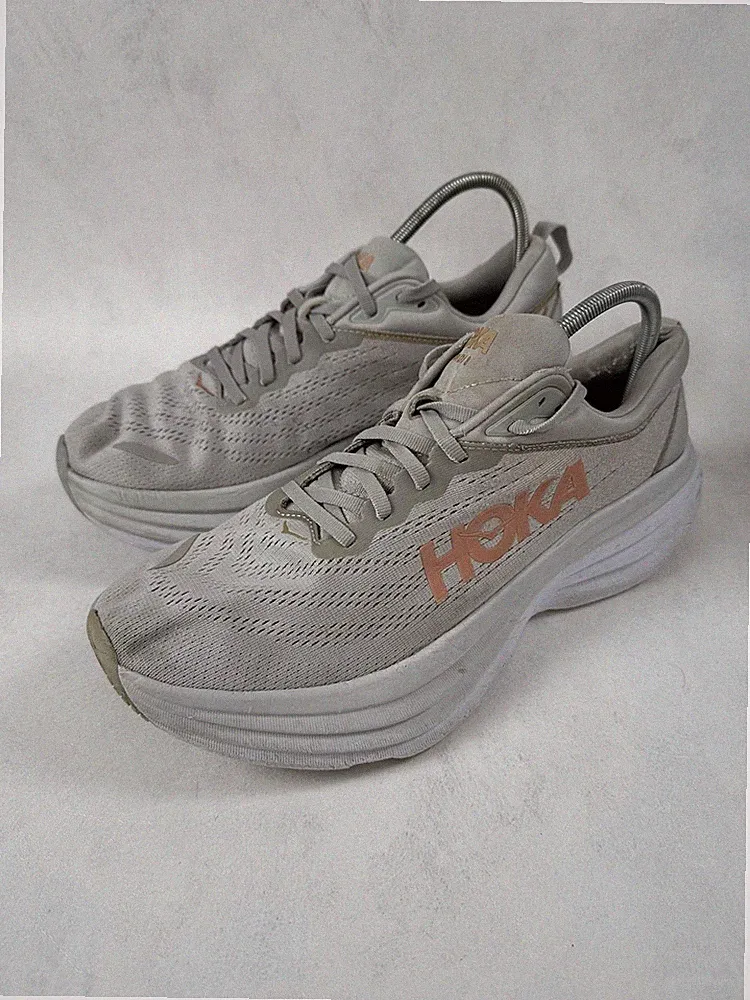 Hoka One One Turnschuhe Damen UK 9 grau Bondi 8 gepolsterte Straßenlaufschuhe
