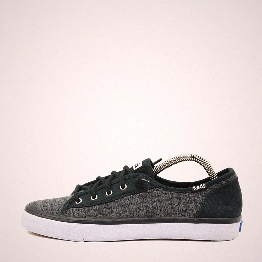 Keds Damen Double Up Sneaker Schwarz Grau Textil Low-Top Flexible Sohle EU 37