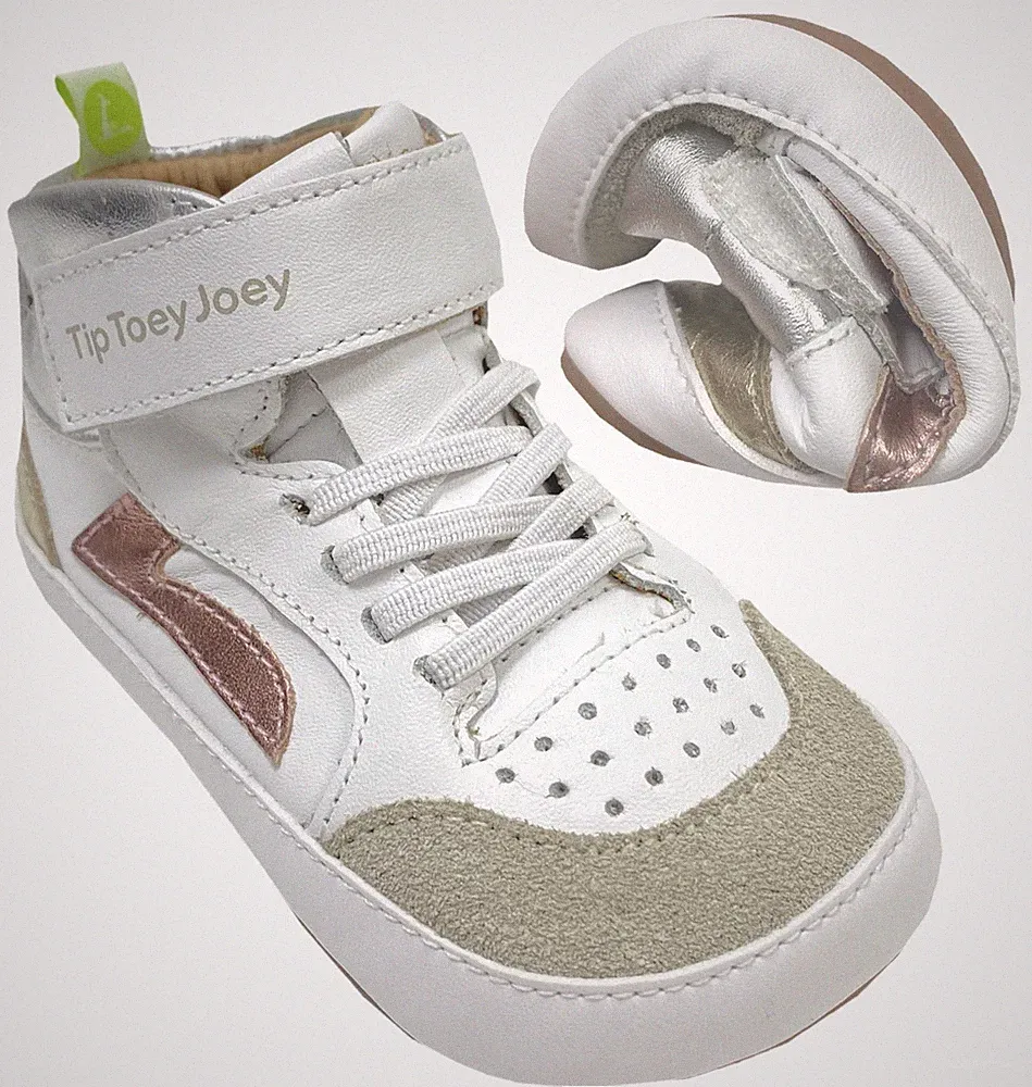 Knautschige Leder Barfußsneaker *LANDY High Top * White / Bunt TIP TOEY JOEY