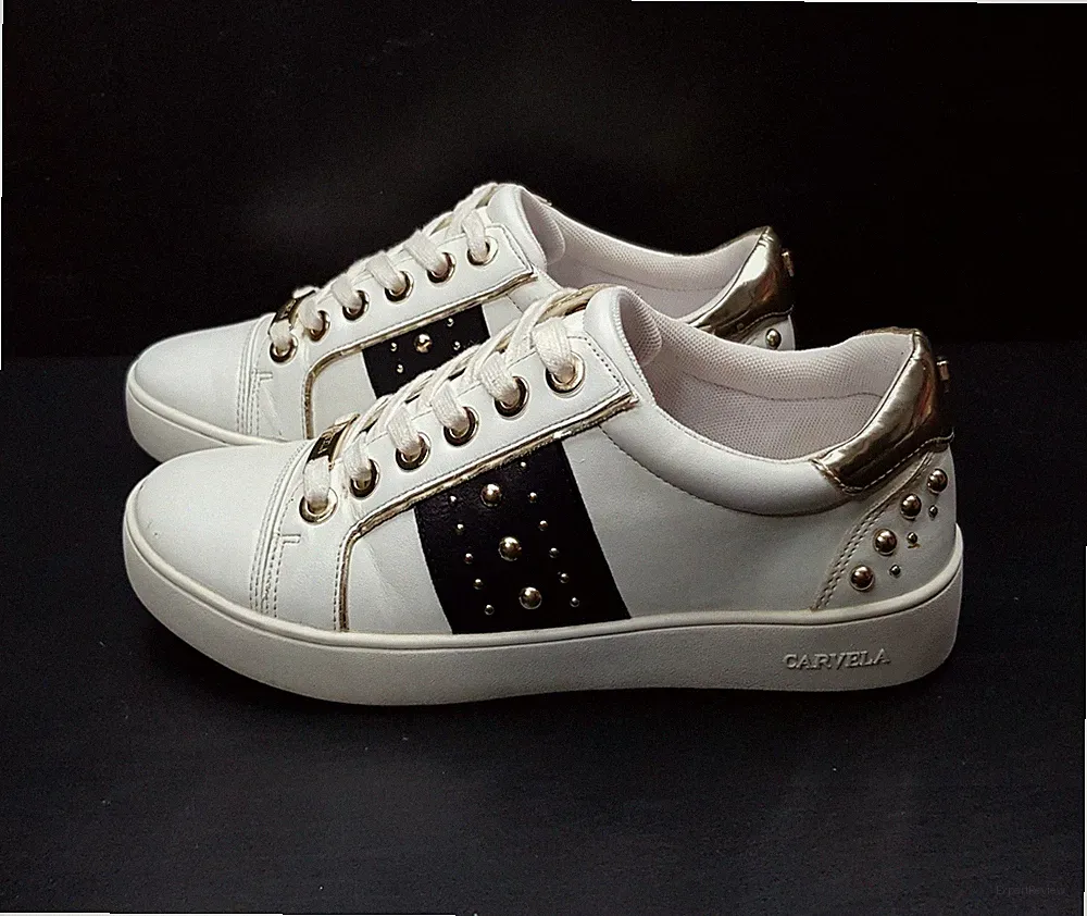 KURT GEIGER CARVELA 5UK EUR38 DAMEN SNEAKER WEISS KUNSTLEDER SCHUHE NIETEN