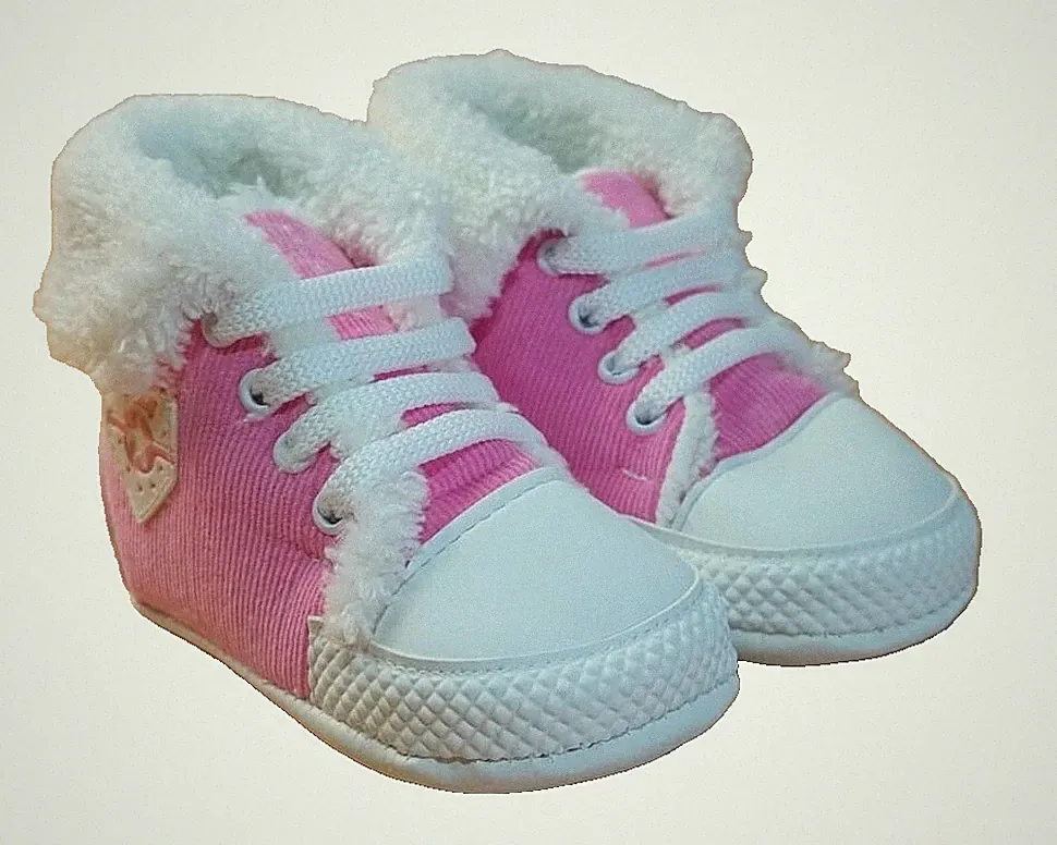 Lauflernschuhe, Babyschuhe, Mädchen, Winter, gefüttert, Rosa, Kragen, Wellsoft