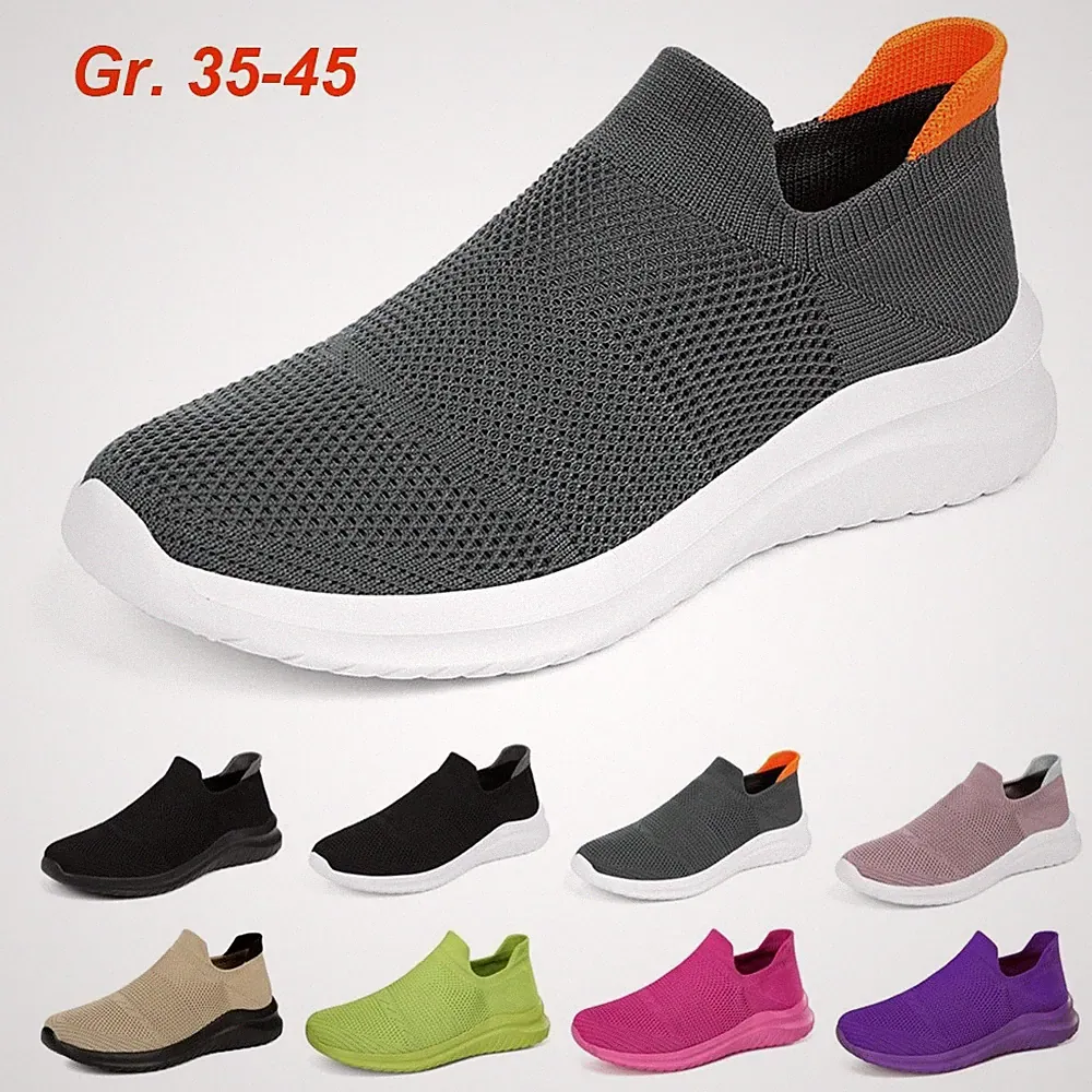 Laufschuhe Damen Herren Bequem Slip on Sneakers Mesh Atmungsaktiv Freizeitschuhe