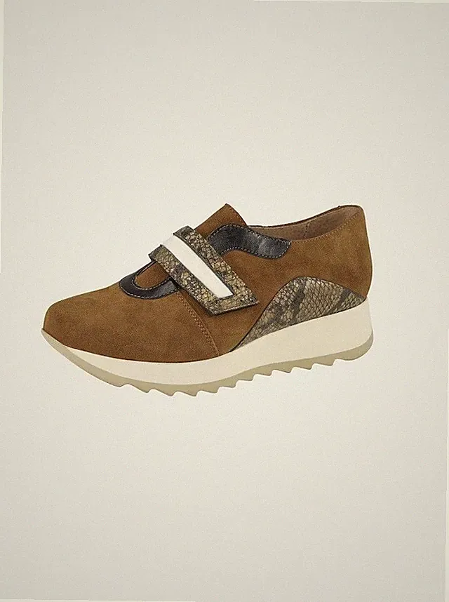 Leder Sneaker braun 39 heine Damen Laufschuh Snake-Details UVP: 119€ 5.3177