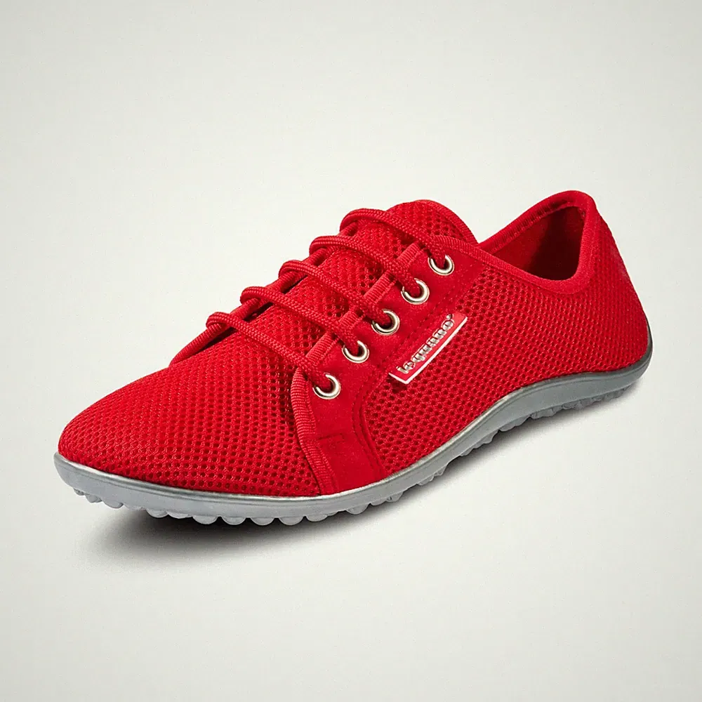 LEGUANO Aktiv Rot Barfußschuhe leichter Sneaker Damen Herren Unisex luftig
