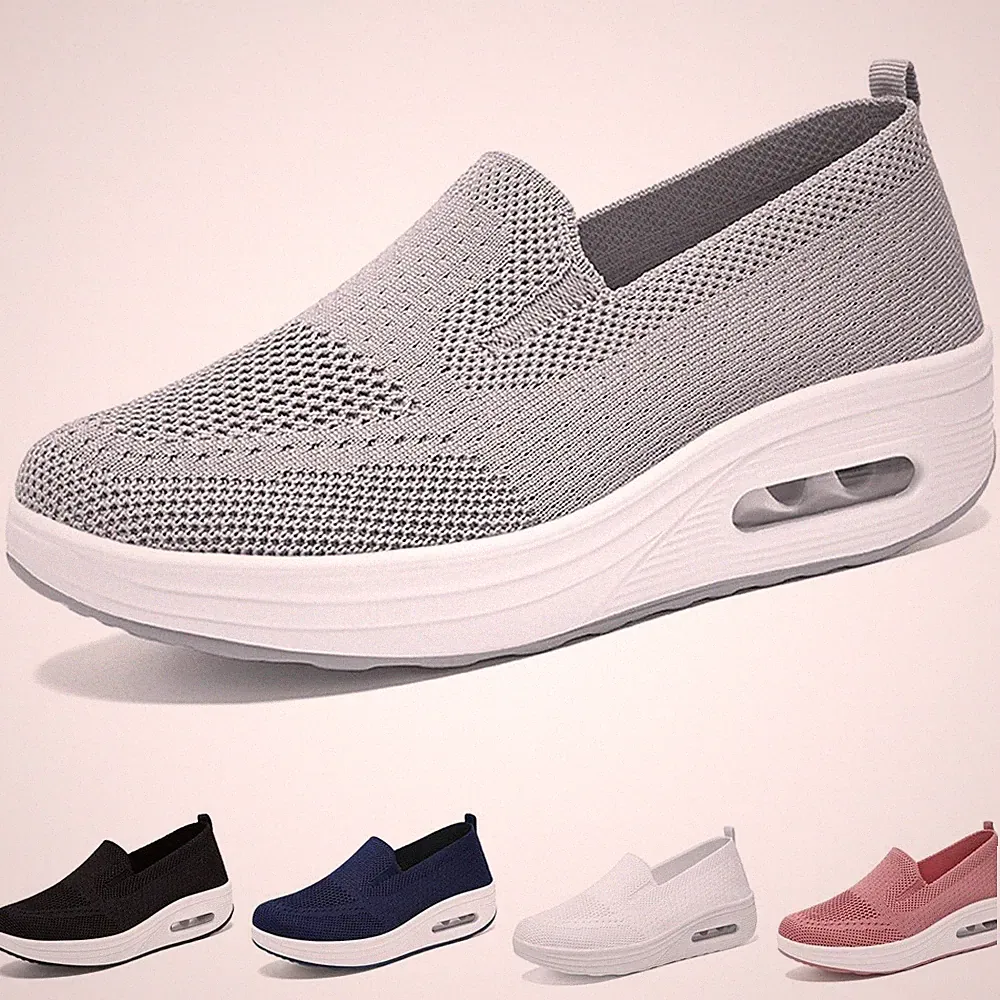 Luftpolster Laufschuhe Damen Slip On Sneaker Leichte Turnschuhe Mesh Sportschuhe