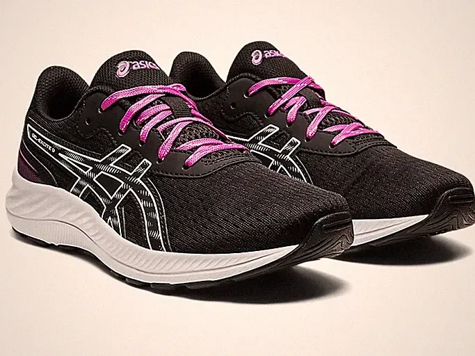 Mädchen Asics Gel-Excite 9 Turnschuhe Schuhe Schwarz Original Neu Größe 6