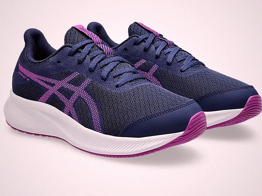 Mädchen Asics Patriot Turnschuhe Schuhe Original Blau Neu Größen 2,5 4 4,5