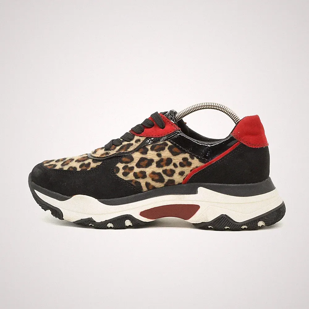 Marco Tozzi Damen Leopard Chunky Plattform Schuhe EU 39 Schwarz/Rot/Leopard
