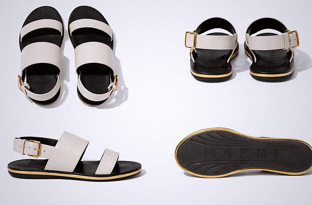MARNI ANATOMIC CULT LEATHER SANDALS FLATS SLIDES BUCKLE SANDALEN SCHUHE SHOES 37