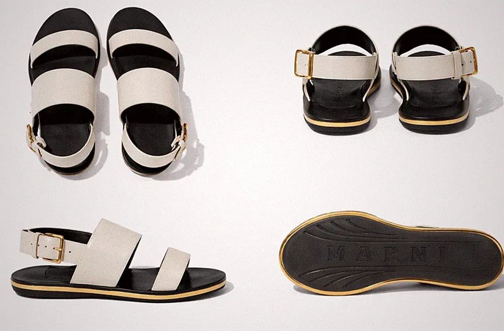 MARNI ANATOMIC CULT LEATHER SANDALS FLATS SLIDES BUCKLE SANDALEN SCHUHE SHOES 38
