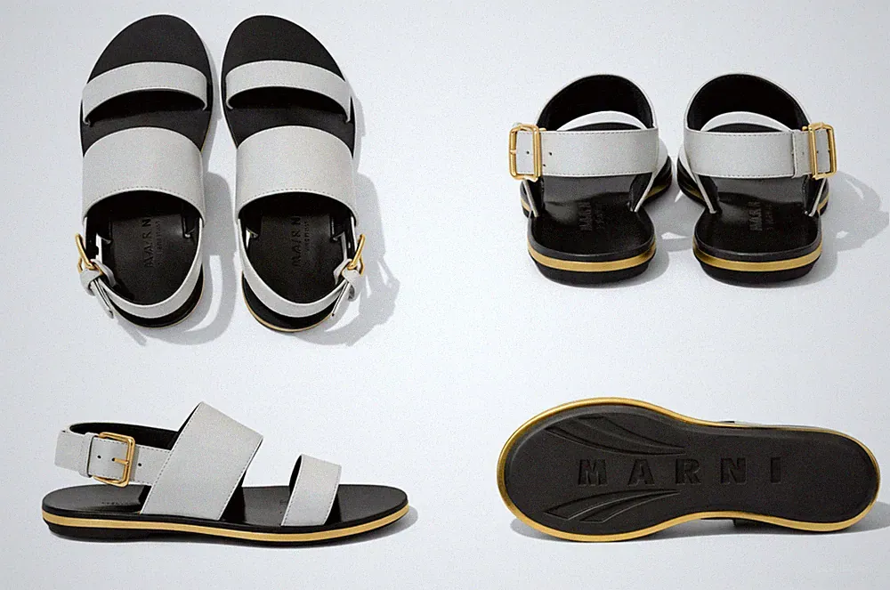 MARNI ICONIC CULT LEATHER SANDALS FLATS SLIDES BUCKLE SANDALEN SCHUHE SHOES 36