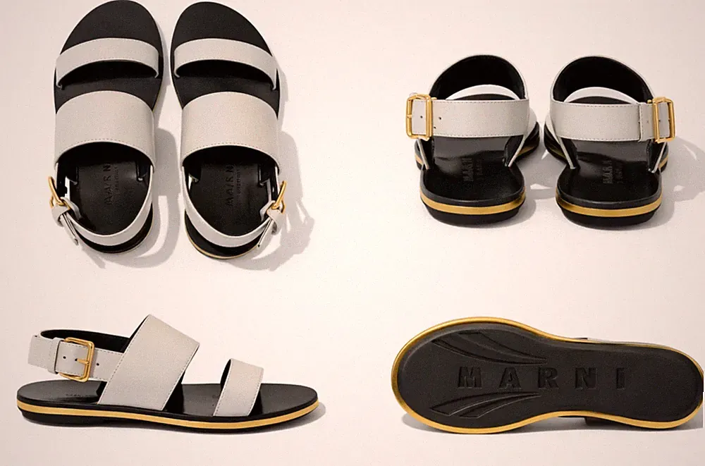 MARNI ICONIC CULT LEATHER SANDALS FLATS SLIDES BUCKLE SANDALEN SCHUHE SHOES 37