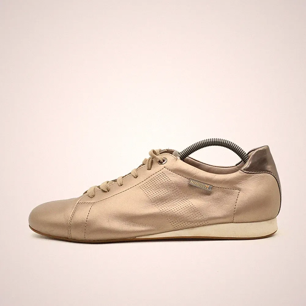 Mephisto Damen Sneaker EU 40 Gold Leder Niedrigschaft Gepolstert Laufschuhe