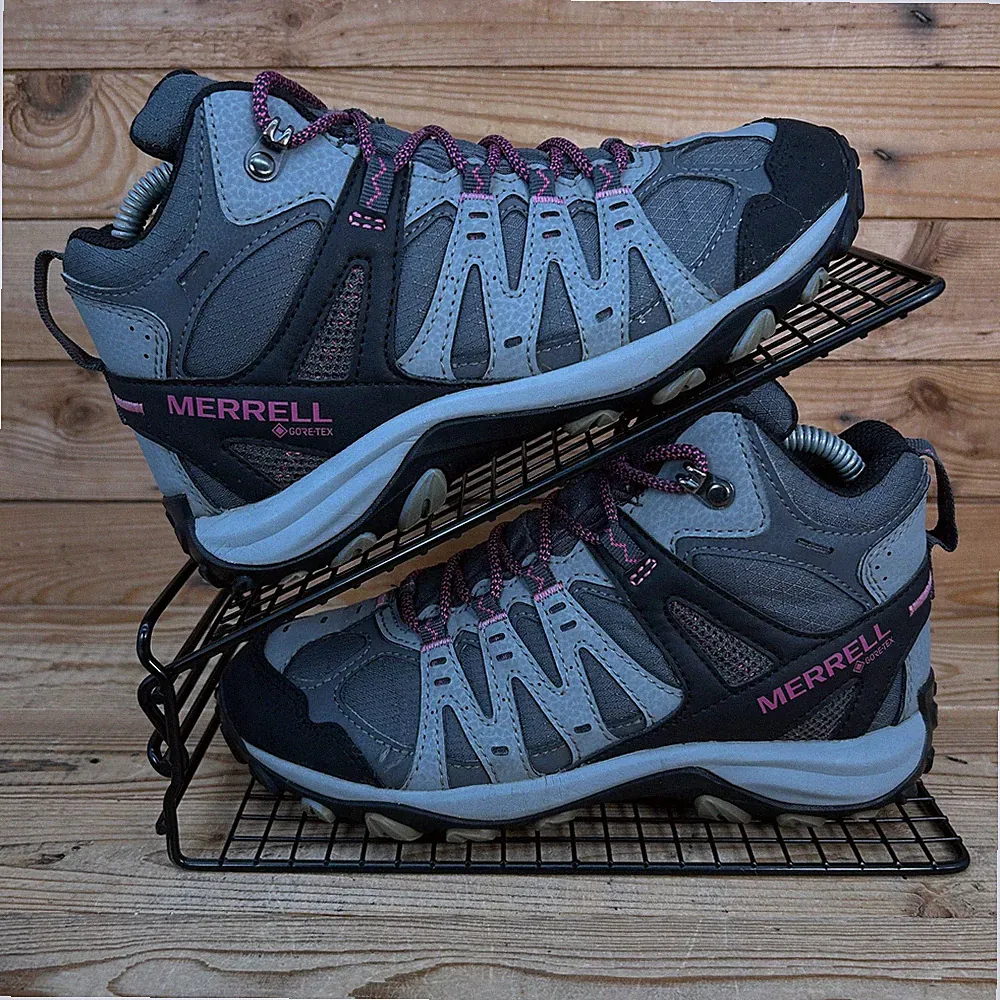 Merrell Stiefel Damen Gr. UK 4 Accentor 3 Mid GTX wasserdicht grau pink Wanderschuhe
