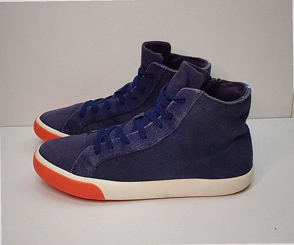 MINI BODEN 4UK EUR37 DAMEN MÄDCHEN MARINEBLAU LEINEN HIGH TOP TURNSCHUHE SCHUHE SEITLICHER REISSVERSCHLUSS