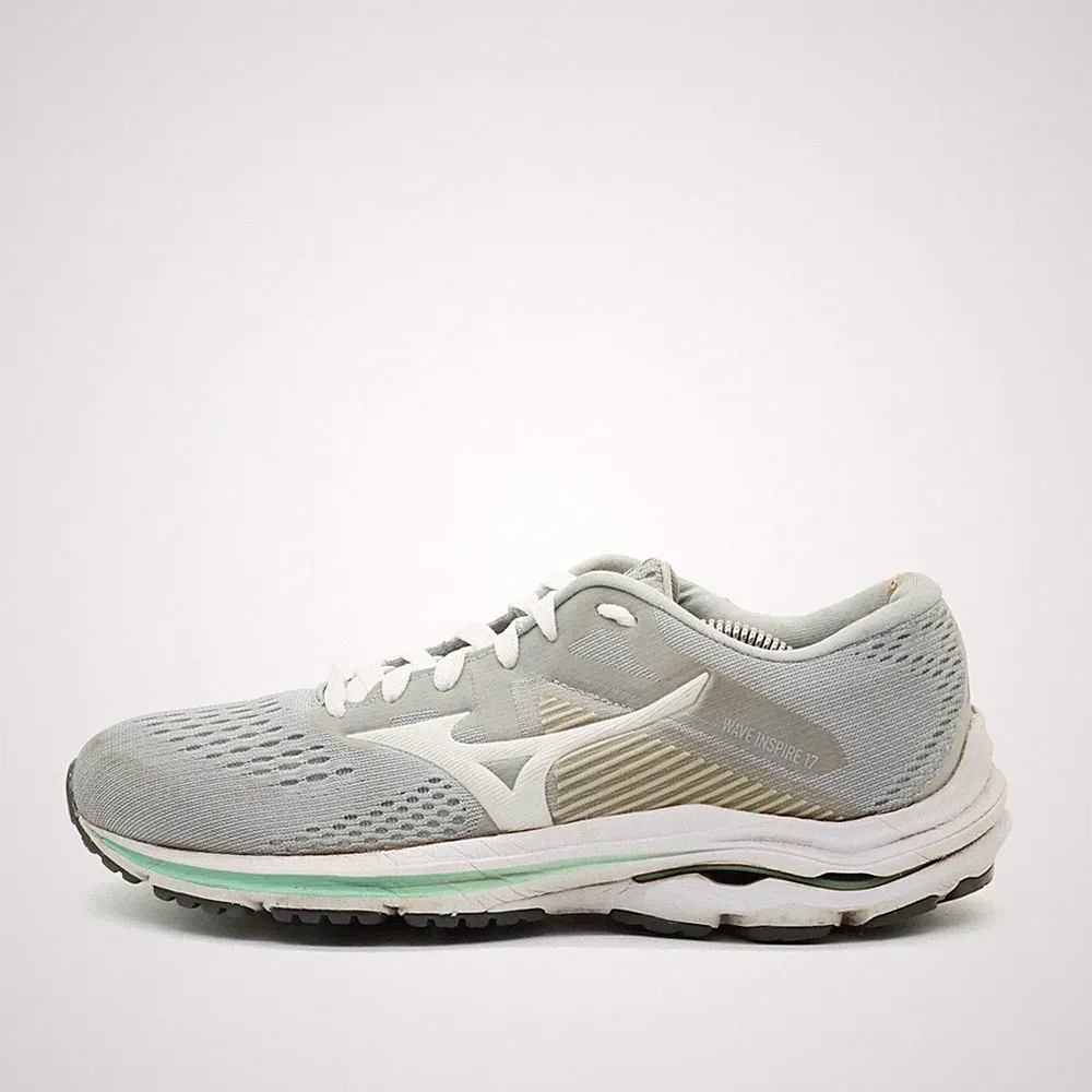 Mizuno Damen Wave Inspire 17 Sneaker Grau Mesh Atmungsaktiv Laufschuh EU 40