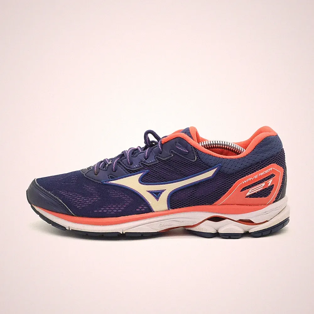 Mizuno Damen Wave Rider 21 Schuhe Blau/Lila/Orange Mesh Niedrig Laufschuhe EU 40
