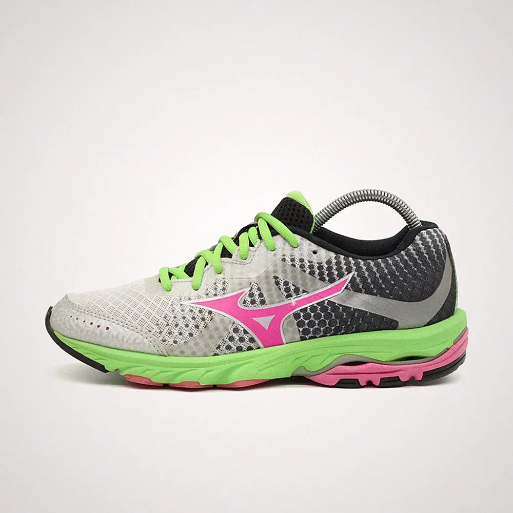 Mizuno Damen Wave Schuhe Grün/Pink/Schwarz Mesh Leichtgewicht Laufschuh EU 37
