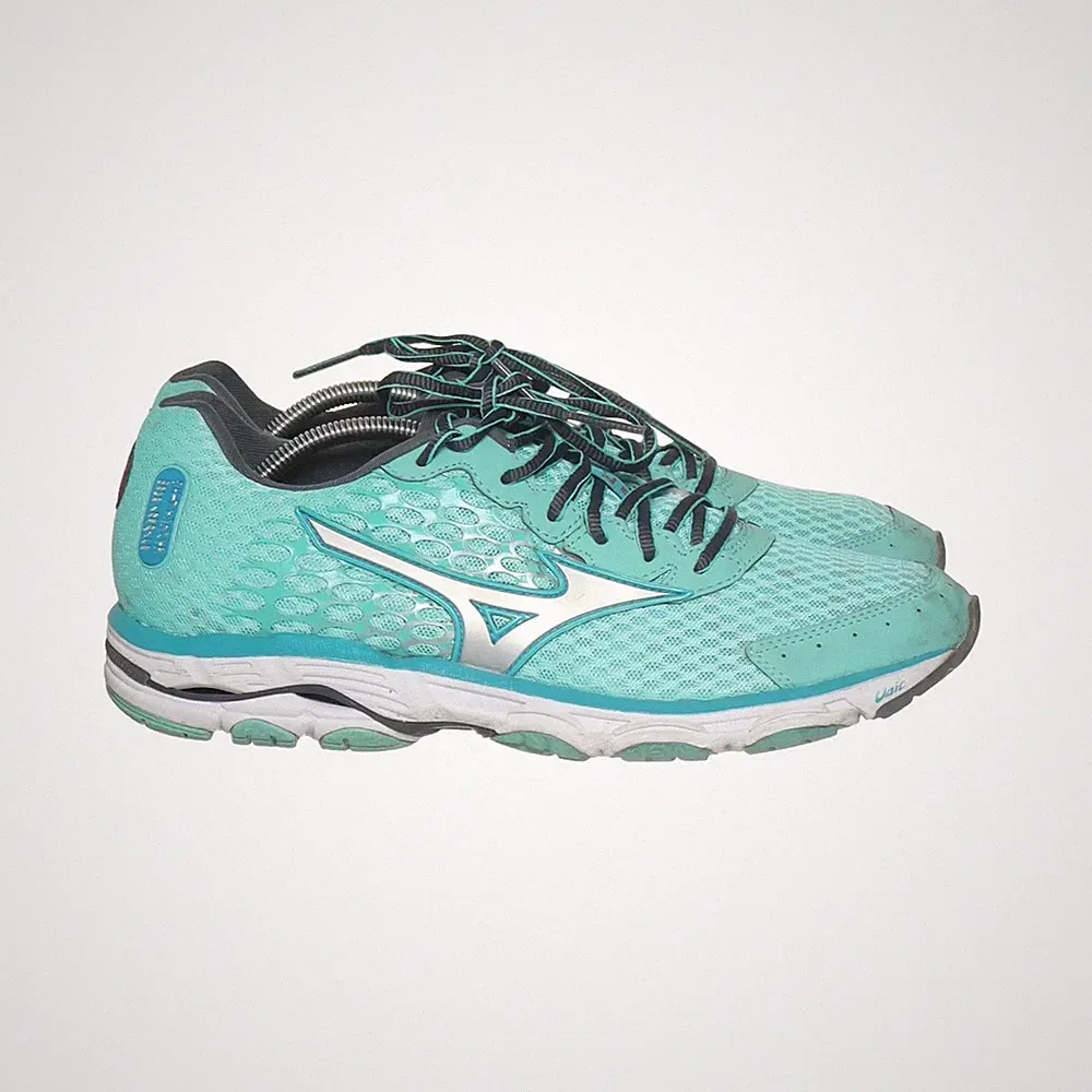 Mizuno, Laufschuhe, Größe: 41, model: wave rider 18, Grün/Blau/Weiß, Damen #5Am