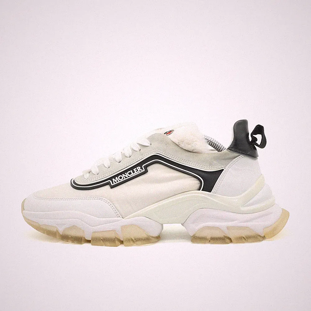 Moncler Damen Trail Sneaker Weiß Leder, Veloursleder, Low-Top Chunky EU 38