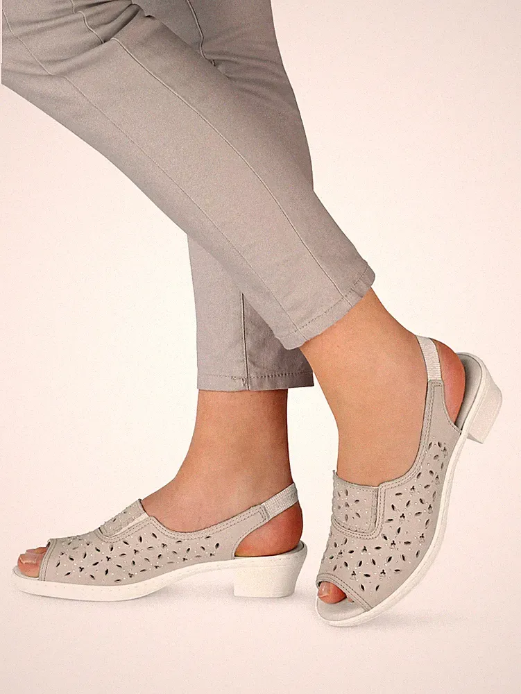 Naturläufer Sandale Sandalette Bequeme Schuhe Damenschuhe Leder grau 40 6,5