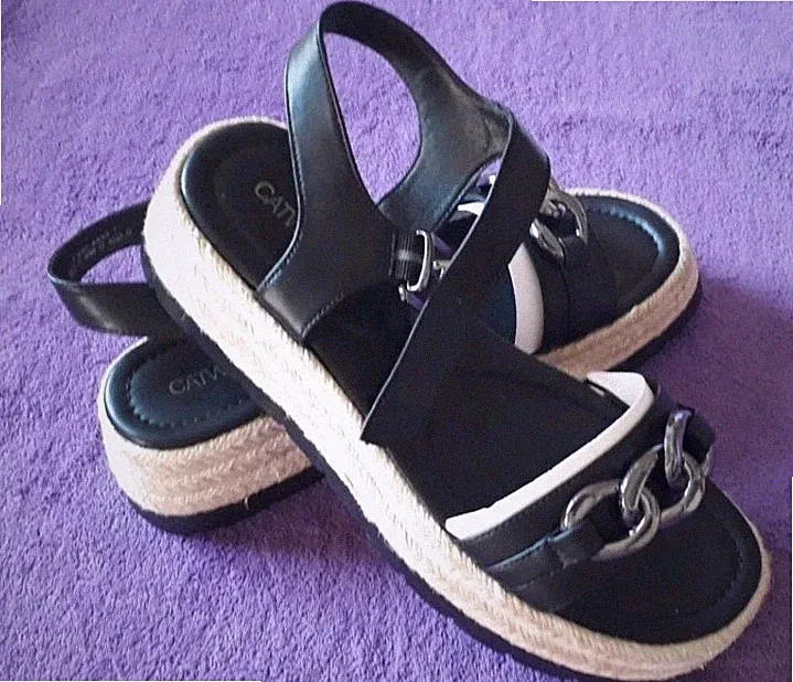 Neu!Super schöne coole Sandalen Schuhe KETTE Hanf schwarz Stabil GR:41 NP:39,99