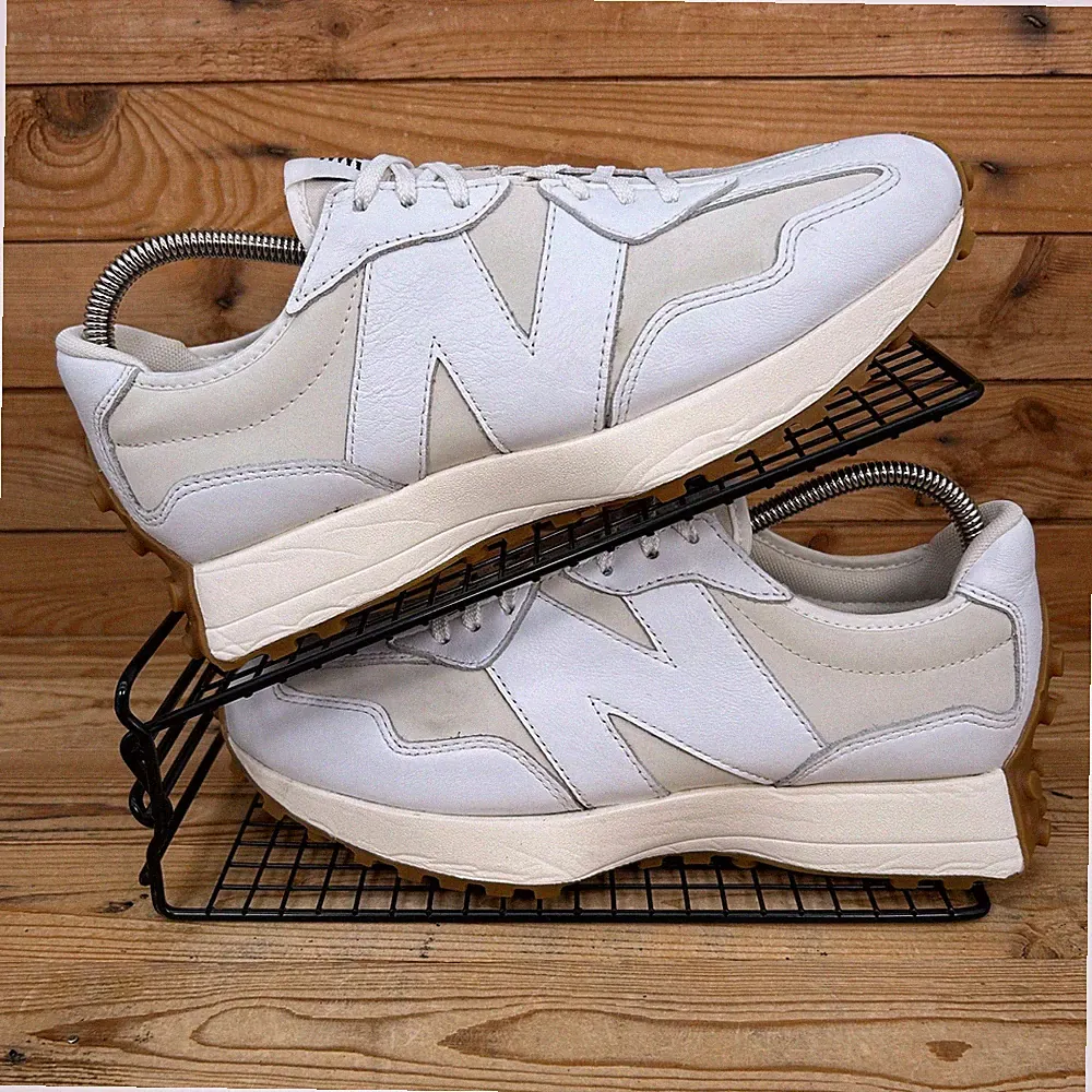 New Balance 327 Turnschuhe Damen Größe UK 8 weiß MoonBeam Gummisohle Lederschuhe