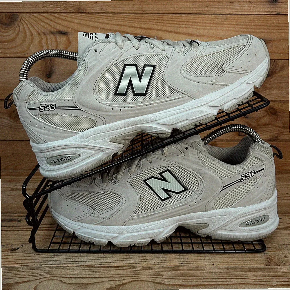 New Balance 530 Turnschuhe Damen Größe UK 7 elfenbein beige Mesh Freizeitschuhe neu mit Karton