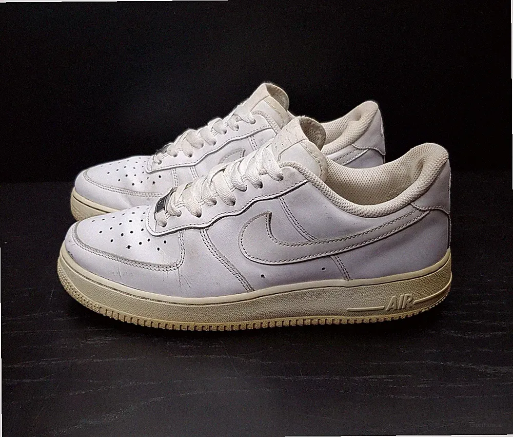 NIKE AIR FORCE 1 DAMENGRÖSSE 6,5 UK EUR40,5 WEISS LEDER SNEAKER SCHUHE SNEAKER