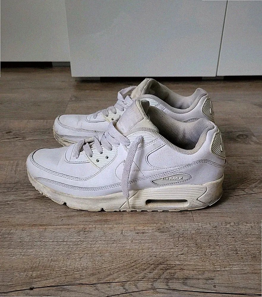 Nike Air Max 90 Sneaker Weiß Leder Schuhe Low-Top Air-Dämpfung EU Gr 39 Freizeit