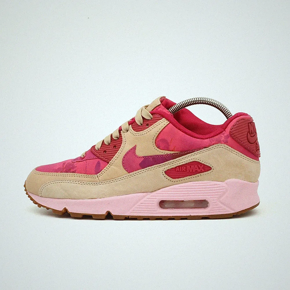 Nike Damen Air Max 90 Schuhe Beige-Pink Wildleder Low-Top Sneaker EU 38