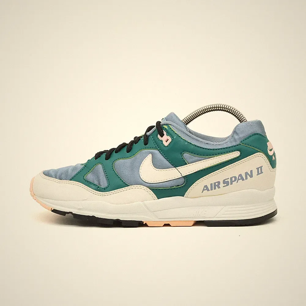 Nike Damen Air Span II Laufschuh Grün Weiß Blau Leder Dämpfung Sneaker EU 37.5