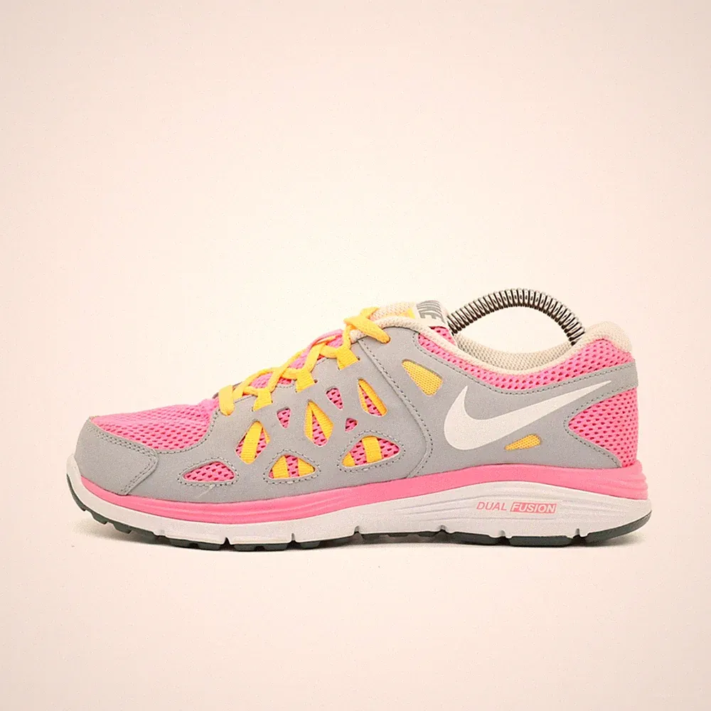Nike Damen Dual Fusion Sneaker Rosa Gelb Grau Weiß Mesh Leicht Laufschuh EU 36.5