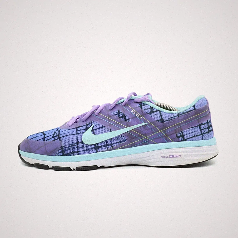 Nike Damen Flywire Sneaker Lila Türkis Mesh Low-Top Fusion Laufschuhe EU 42