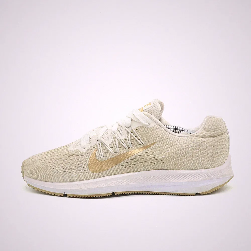 Nike Damen Winflo 5 Sneaker Weiß Gold Mesh Low Top Zoom Laufschuh EU 40