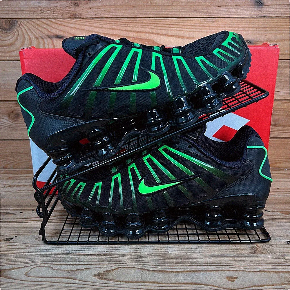 Nike Shox TL Damengröße UK 5,5 schwarz neongrün Strike Mesh Run Turnschuhe Schuhe