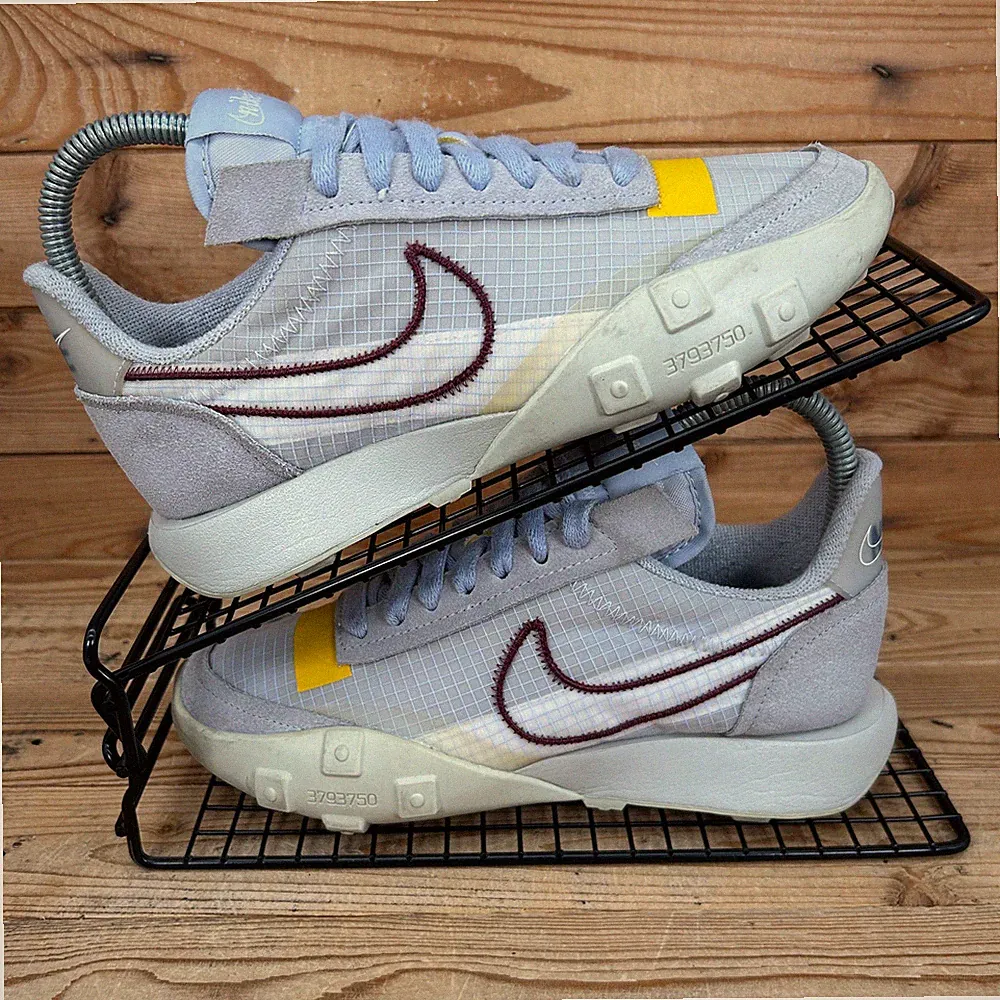 Nike Turnschuhe Damen Größe UK 2,5 Waffle Racer 2X grau gelb klassische Schuhe Kinder