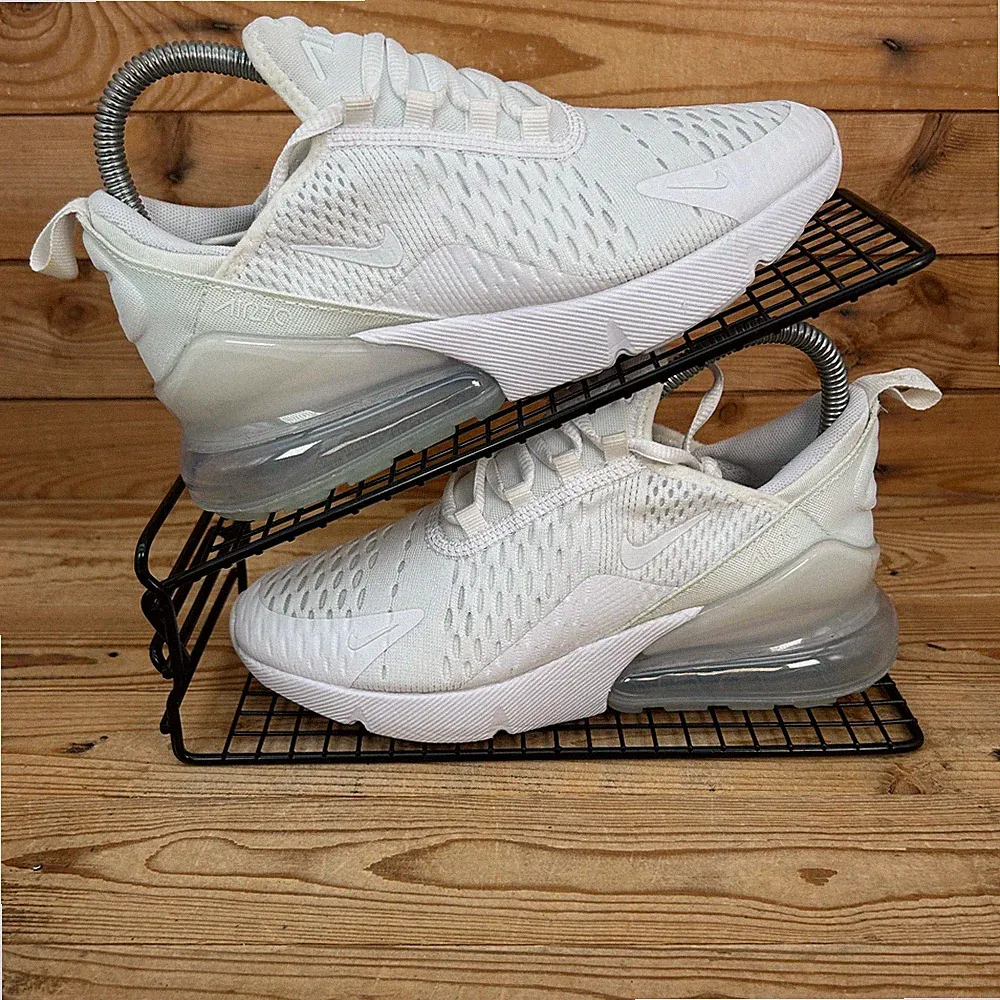 Nike Turnschuhe Damen Größe UK 3 Air Max 270 Weiß Metallic Silber Laufschuhe GS