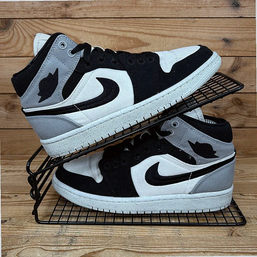 Nike Turnschuhe Damen Größe UK 4 Air Jordan 1 Mid Salt Black Canvas Schuhe AJ1