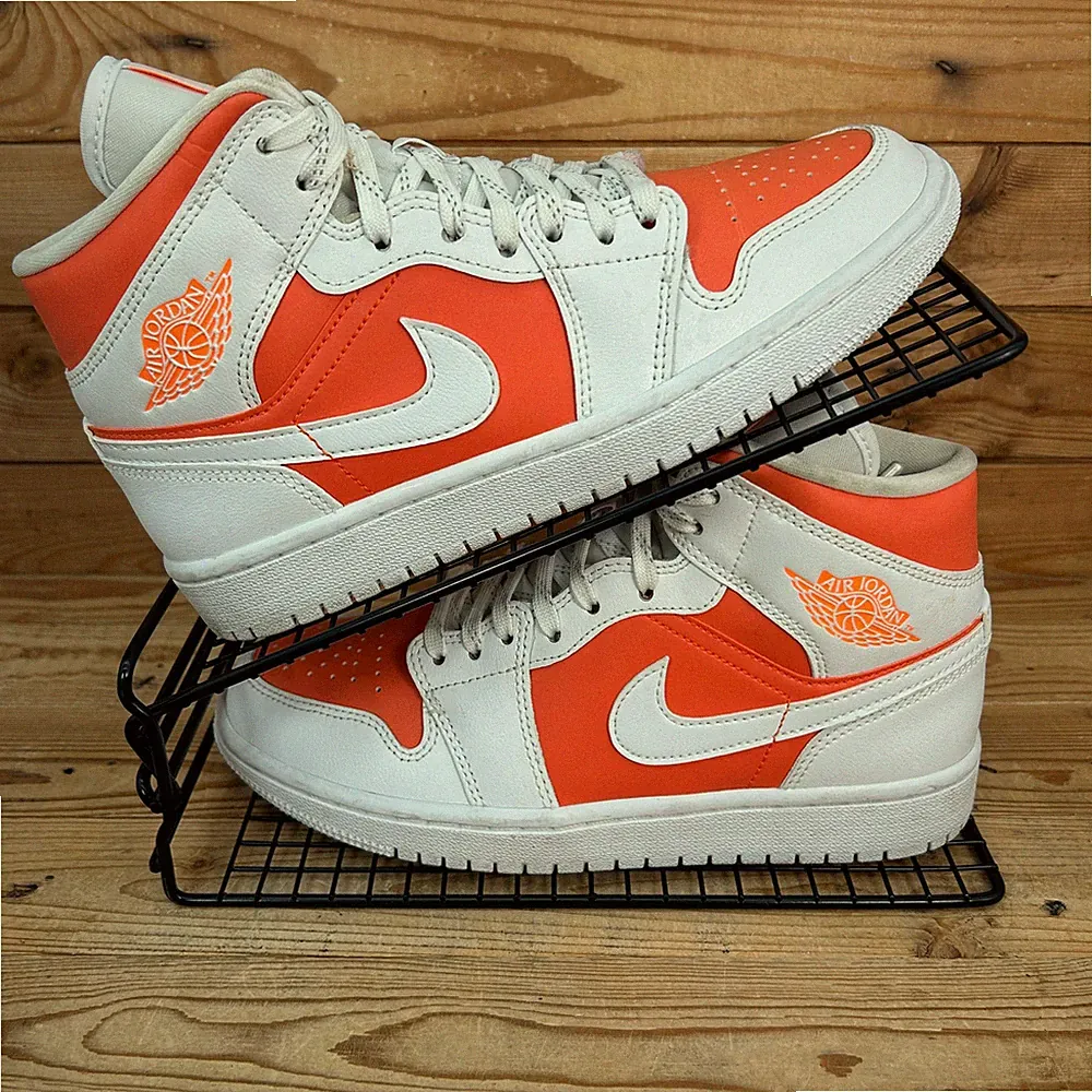 Nike Turnschuhe Damen Größe UK 5 Air Jordan 1 Mid SE Bright Citrus Orange Schuhe