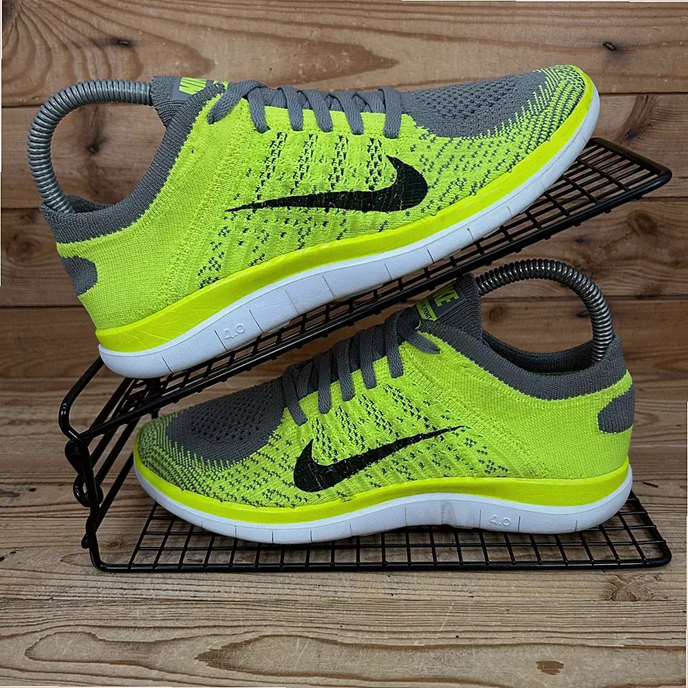 Nike Turnschuhe Damen UK 4 Free 4.0 Flyknit Yellow Volt Barfuß Laufschuhe