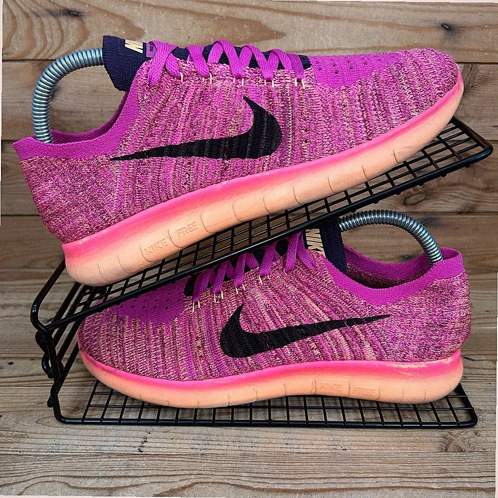 Nike Turnschuhe Damen UK 5,5 Free RN Flyknit Pink Laufen Barfuß Walk Schuhe GS